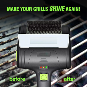 <span class=keywords><strong>Brosse</strong></span> de nettoyage pour barbecue électrique sans fil rechargeable avec fil en acier et manche en plastique pour utilisation en extérieur - Product Image 3