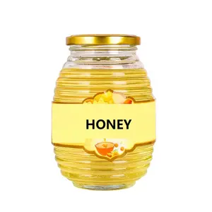 Fabriek Geproduceerd Groothandel Verschillende Maten Bijenkorf Honingraat Vormige Glazen Honing Pot 250Ml 500Ml 1000Ml Food Grade Jar