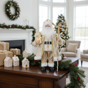 Producto en Oferta, Moderna Figura Decorativa <span class=keywords><strong>de</strong></span> Papá Noel <span class=keywords><strong>de</strong></span> Mesa, Dorada, Grande, para Decoración Navideña - Product Image 1