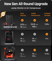 Démarreur de voiture portable et pratique 12000mAh avec pompe à air pour pneus de véhicule, compresseur d'air 12V, gonfleur de pneus