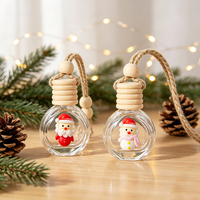 Flacons diffuseurs de parfum vides pour voiture, style rond de Noël, 10 ml, avec bouchon en bois