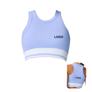 เสื้อชั้นในโยคะแบบสปอร์ตบราสำหรับผู้หญิง ออกแบบสีตัดกันด้านหน้า รองรับทรงได้ดี ระบายอากาศได้ดี สายรัดรูปตัว Y ผลิตจากผ้าสแปนเด็กซ์/โพลีเอสเตอร์ รับผลิตตามสั่งขายส่ง - Product Image 1