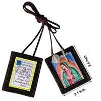 Scapulaire marron avec l'image de Notre-Dame de Guadalupe, médaille de Saint Benoît et crucifix, lot de 3 scapulaires catholiques en feutre