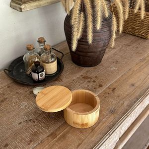 Bamboo <b>Spice</b> <b>Jar</b> With Lid And Spoon Airtight Storage For Solid Seasonings Kitchen Use Size M - Product Image 4