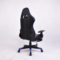 Sedia da Gaming in Pelle Nera e Blu con Poggiatesta, Cuscino Lombare, Altezza Regolabile e Poggiapiedi