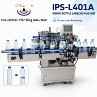 Machine d'étiquetage automatique de bouteilles d'eau IPS-L401A + Applicateur d'étiquettes autocollantes de haute précision (+0,1 mm) pour bouteilles