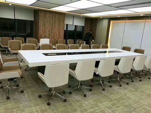 โต๊ะประชุมขนาดใหญ่สีขาวมันวาวสูง10,12 20คนพร้อมไฟ LED สุดหรูโต๊ะประชุมทันสมัย - Product Image 6