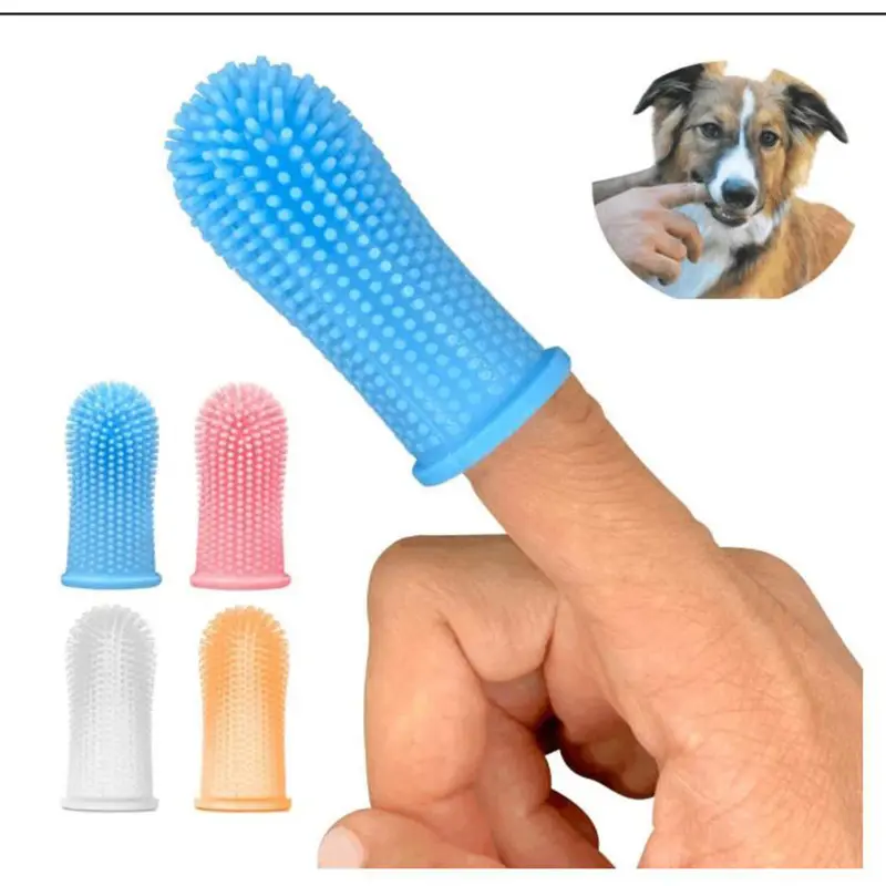 แปรงสีฟันซิลิโคนสำหรับทำความสะอาดฟันสำหรับสัตว์เลี้ยงสุนัขแมวแปรงแบบสวมนิ้ว