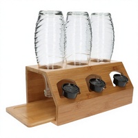 Récipients de rangement pour aliments en bambou transparent avec couvercle en bambou hermétique, outils rectangulaires, céréales, grains de café, support