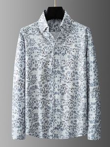 Camisa de manga larga con cuello en V personalizada para hombre, estampada, moderna, informal, a la moda, sin arrugas, con cuello alto, estampado de flores pequeñas - Product Image 2
