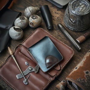 For Genuine Leather Vintage <b>Wallet</b> Open Thread Pattern Cotton Lining Anti-Theft Unisex Short Slim Design 7 Inch Card <b>Holder</b> - Product Image 5