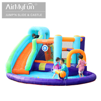 Château gonflable multifonctionnel portable Airmyfun en promotion, capacité 3 personnes, piscine pour enfants, souffleur et pistolet à eau pour jardin