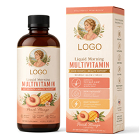 Boisson multivitaminée liquide saveur pêche mangue personnalisée sous marque privée pour la santé matinale AM & PM, routine quotidienne pour enfants, hommes et femmes