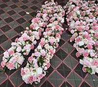 Guirlande de fleurs en soie et plastique rose, style vintage, moderne, simple, pour décoration de mariage et de maison, chemin de table personnalisable