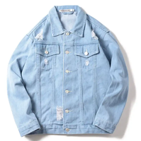 Vestes en jean pour hommes, vêtements de rue décontractés avec impression de logo personnalisé, vestes en jean pour la conduite