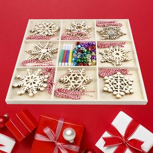 Petit artisanat en bois personnalisé, caisse en contreplaqué maison noël bijoux cadeaux emballage organisateur de stockage sans couvercle 4/6/9 grilles boîte en bois - Product Image 4