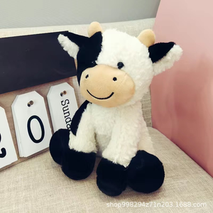 Peluche Mucca Morbida e Carina, Giocattolo di Peluche a Forma di Animale da Fattoria <span class=keywords><strong>per</strong></span> <span class=keywords><strong>Bambini</strong></span>, <span class=keywords><strong>con</strong></span> Fodera in Rete e Imbottitura in Cotone PP, Confezione in Sacchetto OPP - Product Image 4