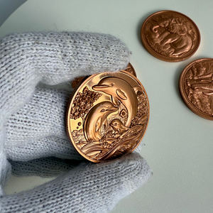 Medalla Redonda de Cobre Fino 999 de 1 onza con Animales Salvajes en Relieve, Elefante, Oso Polar, Delfín, Colección, Venta Directa de Fábrica al por Mayor - Product Image 5