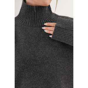 ชุดเสื้อสเวตเตอร์ถักคอเต่าครึ่งตัวสีแอนทราไซต์สำหรับผู้หญิง เนื้อหนาและอบอุ่น - Product Image 1