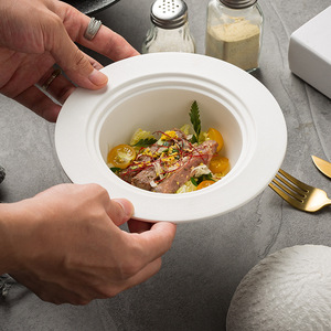 Bol en céramique écologique noir <span class=keywords><strong>mat</strong></span> et blanc, motif pierre, design planète, 400 ml, avec couvercle pour soupes, œufs à la vapeur, desserts et cuisine moléculaire - Product Image 4