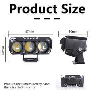 Motorcycle <b>Spotlight</b> Three Lens Led Light White Yellow Dual Color Waterproof Off Road Lighting - Product Image 5