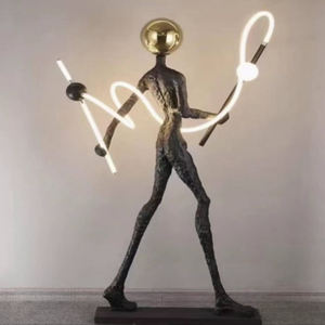 Lampe de <span class=keywords><strong>sol</strong></span> en forme de note de <span class=keywords><strong>musique</strong></span> de <span class=keywords><strong>gymnastique</strong></span>, statue de Tai Chi, décoration, lumières de <span class=keywords><strong>sol</strong></span> pour hall d'hôtel, sculpture de tête plaquée or, éclairage - Product Image 2