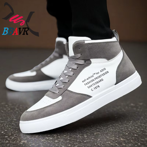 Zapatos para Hombre, Versión Coreana de las Zapatillas de Moda de Caña Alta, Blancas y Negras, Casuales, Deportivas, para Skateboard - Product Image 3