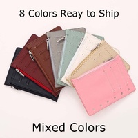 Yihe Meilleure vente 8 couleurs A7 Litchi cuir lâche mouche feuille tableau de bord pour A6 Budget classeur avec fente pour carte et pochette à fermeture éclair