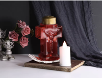 Bougie LED sans flamme réutilisable, imperméable, écologique, de couleur rouge clair, de la marque Mermei, pour l'église, le cimetière, pour Pâques