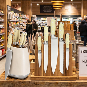 Ensemble de 6 couteaux de cuisine à manche riveté, acier inoxydable, couteaux de chef professionnels, couteau Santoku, OEM ODM DIY - Product Image 1