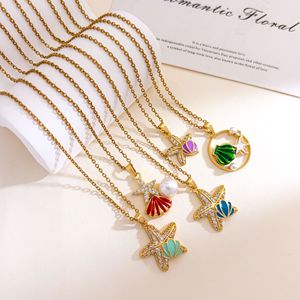 Collar de la serie Ocean Starfish antidesvanecimiento, diseño minimalista, cadena para clavícula, regalo de joyería para mujer, ideal para vacaciones en la playa. - Product Image 4