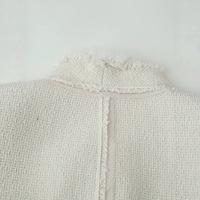 Blazer ajusté de luxe pour femme 2026, style délavé, en tweed européen, avec ourlet brut, idéal pour le bureau, fabrication OEM/ODM par une usine chinoise