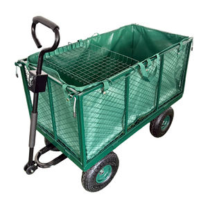 Chariot de jardin pliable à quatre roues en acier à mailles robustes TC1840H avec côtés amovibles, chariot utilitaire OEM, vert - Product Image 5
