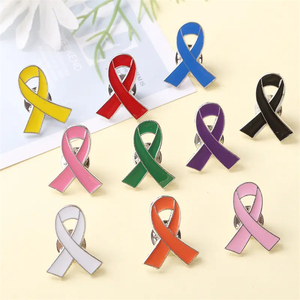 Broches Ruban de Sensibilisation Rouge, Ruban Rose pour la lutte contre le VIH/SIDA, Badge de revers pour la lutte contre le cancer du sein, Broche multicolore effet goutte d'huile - Product Image 3