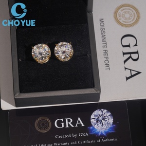 Hot Sale Big Size Brilliant Cut GRA Moissanite <b>Stud</b> Earrings Real 925 <b>Silver</b> Gold Plated Claw Setting Screw Back <b>Stud</b> Earring - Product Image 4