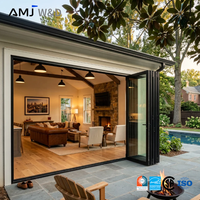 Puertas Plegables de Triple Vidrio para Casas, Puerta Plegable de Aluminio Tipo Acordeón, Puertas Bi-Plegables Verticales Modernas con Mosquitera