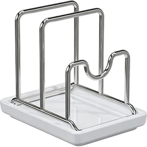 Stainless Steel <b>Pot</b> <b>Lid</b> Rack With Tray Square Kitchen Countertop Holder For Cutting Board And <b>Lids</b> - Product Image 5