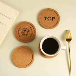 Absorbent <b>Cork</b> <b>Coasters</b> Round Non-Slip & Heat-Resistant for Coffee & Drinks - Bulk Promo Gifts - Product Image 2