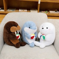 Nouvelles peluches de sea-lion, phoque et dauphin à câliner, rembourrage en coton PP - Poupées en peluche d'animaux marins pour machines à griffes et enfants