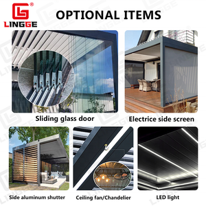 Auvent de jardin suspendu en aluminium, gazébo de <span class=keywords><strong>terrasse</strong></span>, canopée d'extérieur, noir - Product Image 5
