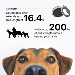 LOGO personnalisé voyage extérieur 7M/23 pieds pouvant contenir jusqu'à 88lb corde réfléchissante couverture en cuir conception rétractable laisse pour chien pour grands chiens