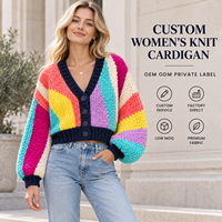 Cardigan court en maille pour femme, col en V, color block, simple boutonnage, manches longues, pour tenue décontractée