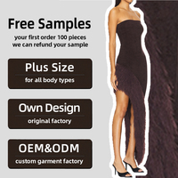 Robe moulante asymétrique sans bretelles marron foncé personnalisée OEM pour femme, style bustier, ourlet asymétrique, sans manches, sexy, pour soirée club