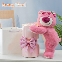 AM-SPC112 Ammy Erdbeer bär Seife Blume Rose Blumen sträuße Teddybären in Gloft Boxen für Valentinstag konservierte Blumen kasten