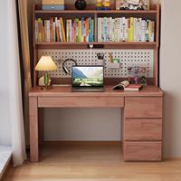 Bureau d'étude ergonomique en bois robuste et moderne, ensemble de bureau réglable en hauteur avec étagère et chaise, assemblé, pour chambre à coucher, écologique