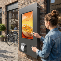 Kiosque tactile extérieur en libre-service compatible SDK, mural, pour la commande et le paiement avec lecteur de codes-barres en option