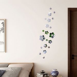 18 Piezas de Adhesivos Decorativos de Pared con Espejo Acrílico, Decoración de Pared con Espejo Autoadhesiva, Decoración de Espejo Removible, Flor 3D - Product Image 6