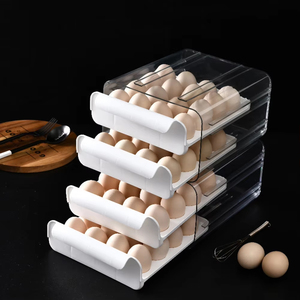 32 compartment egg storage drawer <b>container</b> for <b>refrigerators</b>, transparent double-layer egg storage rack wholesale - Product Image 6