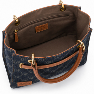 Custom Women Tote Handbag Black Printed Canvas PU Leather Trim Large Capacity <b>Top</b> Handle Shoulder Bag For Wholesale - Product Image 3