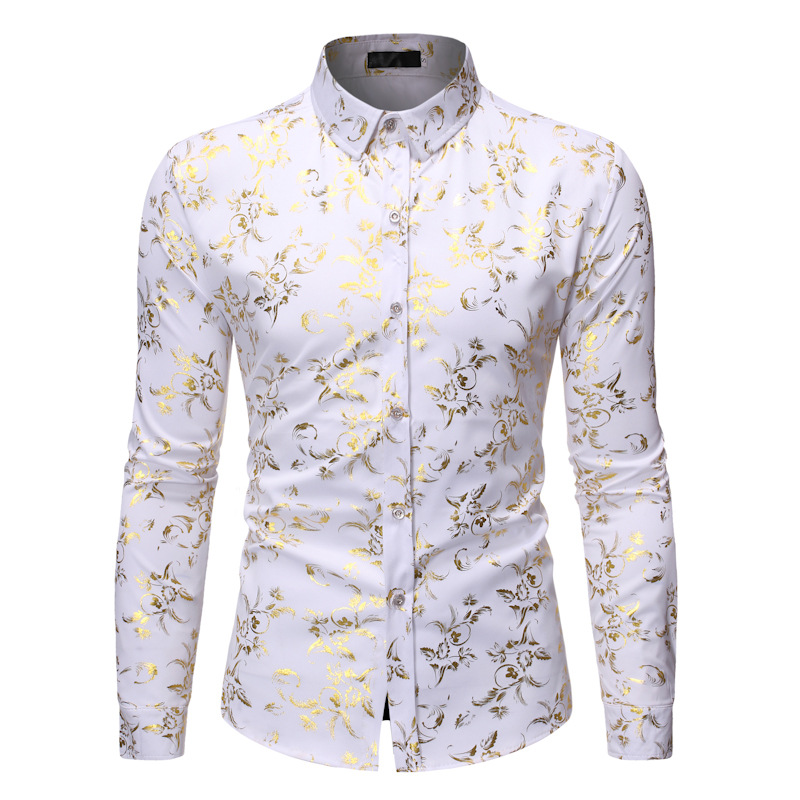 White Dress Shirt - White and Gold Dress Shirt - High Quality